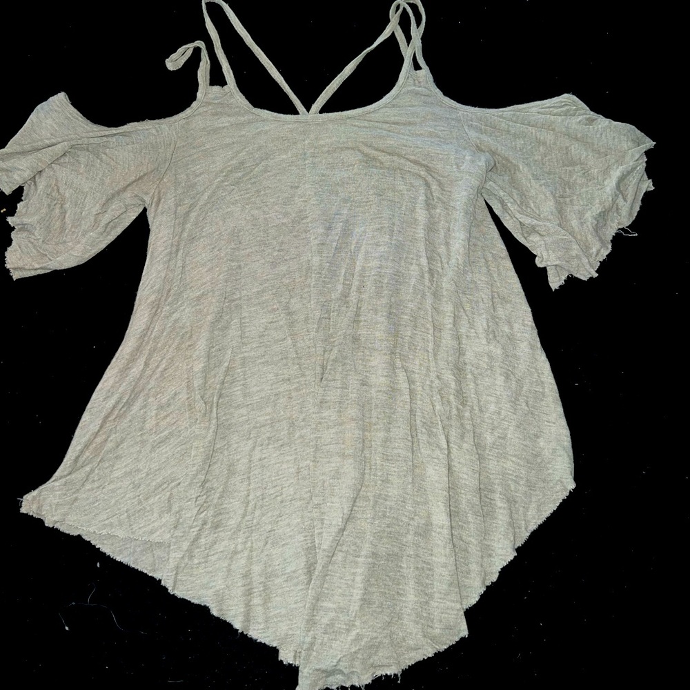 Womans sage green off shoulder shirt